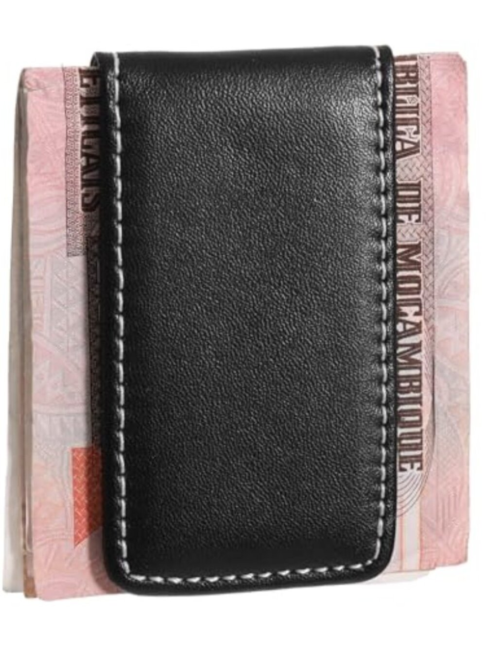 Black Magnetic Money Clip Minimalist Design Cash Wallet Slim Leather‎ Business